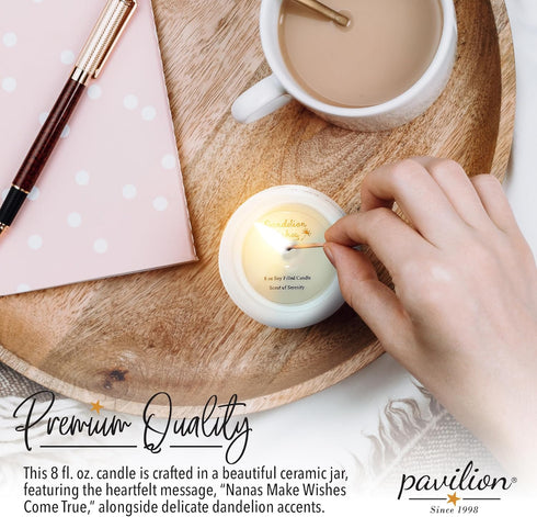 Pavilion Gift Company Dandelion Wishes Ceramic Soy Candle, Nanas Make Wishes Come True, 77148