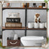 Moucuny 4 Set Pcs Highland Cow Bathroom Decor Funny Rustic Wooden Tiered Tray Signs with Highland Cow Toilet Figurine