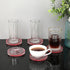 JUXYES 8 Pack Clear Pink Crystal Coasters Round Cup Mat, Glass Coasters for Drinks Coffee Tea Wine, Decorative Wine