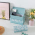 Blue Botanical Decorative Storage Boxes with Lids, Set of 3 White Floral Memory Keepsake Boxes for Organizing