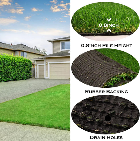 3' 5' 0.8 Inch AYOHA Artificial Turf Grass x with Drainage, Realistic Fake Grass Rug Indoor Outdoor Lawn Landscape