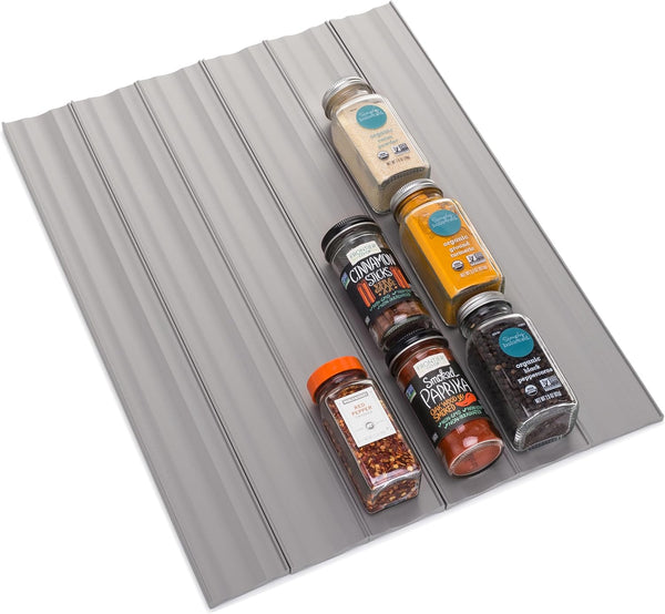 YouCopia SpiceLiner Spice Rack Drawer Organizer, Universal Fit 10’ Roll, Gray