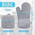 4 Pcs Oven Mitts and Pot Holders,High Heat Resistant 500 Degree Glove with Silicone Non-Slip Surface,Extra Thicken Long Kitchen Cotton Oven Glove for Baking,Cooking,Grilling(Light Gray) by Pynqdfu