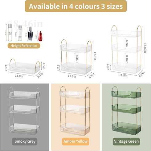 3 Countertop Akinbas Tier Bathroom Organizer Makeup Perfume Tray Skincare Organizer for Bathroom Dresser Vanity (White)