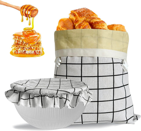 Beeswax Bread Bags for Homemade Bread and Bowl Cover Reusable Bread Baker