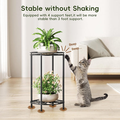 Josmimic 2-Tier 10.2in 16.4in Plant Stand Width Tall Flower Pot Rack Small Plant Table Metal For Indoor Outdoor