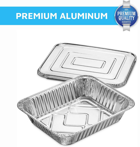 MontoPack Half Size Aluminum Foil Pans, 9x13 Tins for Cooking, Baking & Catering | Heavy Duty Disposable Cookware (20