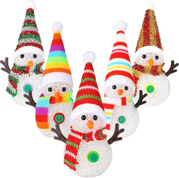Honoson 5 Pieces 7 Colors Changing Glowing Snowmen Light Christmas Snowman Light Changing