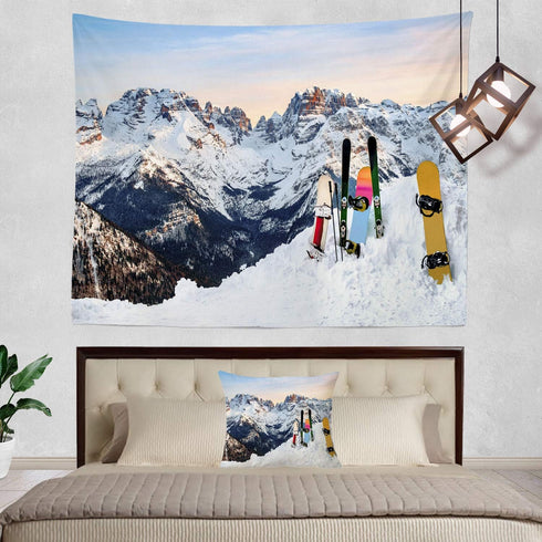 Shrahala Snow Tapestry, Large Wall Hanging for Bedroom or Living Room, Snowboard Theme (59.1 x 82.7)
