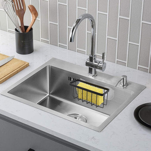 Sponge Holder for Kitchen Sink Suction,Stainless Steel Sponge Holder for Sponges, Scrubbers, Soap, Kitchen, Bathroom