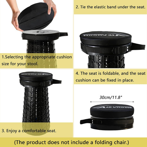 19.7" 11.8"(30cm) ALEVMOOM Thick Seat Cushion for Telescopic Stools (Exclude Stool), D Chair Pads with Soft Foam