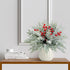 Watayo 60 Pcs Artificial Christmas Snow Pine Branches with Red Berry Stems, Snowy Faux Greenery Norfolk Pine Cypress