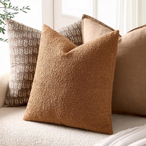 Pack 2, 12 20 Inch, Cozy EMEMA of x Textured Boucle Throw Pillow Covers Soft Accent Solid Cushion Cases Decorative