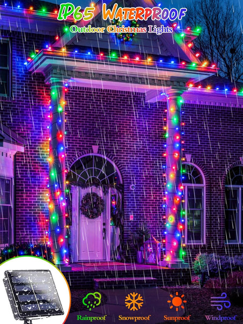6 Pack 198FT 600 8 Christmas Solar String Lights Outdoor Waterproof, LED Green Wire Solar Fairy Lights with Modes