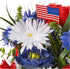Admired By Nature Artificial Blooming Peony & Gerbera Daisy - 18 Stems with Small American Flags, Red/Blue/White