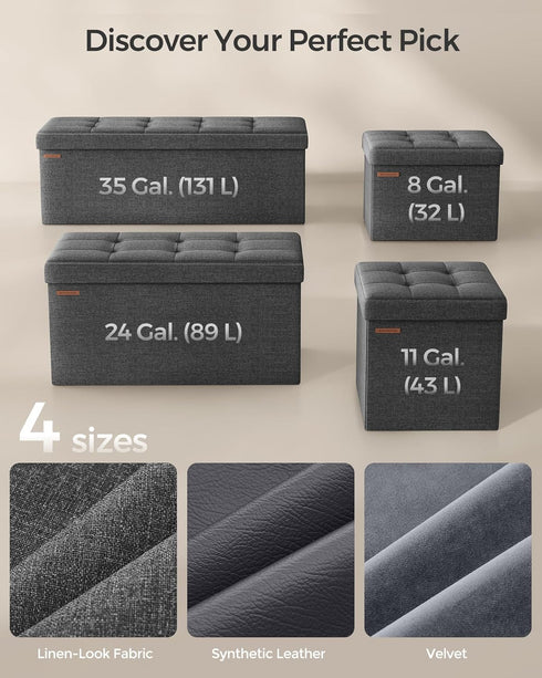 15 Inches 660 lb, ULSF27Z SONGMICS Storage Ottoman, Foldable Small Ottoman Foot Rest, Foot Stool, Cube Ottoman