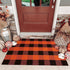 Fall Outdoor Rug, Orange Buffalo Plaid Cotton Hand-Woven Rug for Front Door/Porch/Farmhouse/Entryway (27.5'' x 43'')