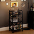 Bar Cart with Wine Rack and Glass Holder, Serving Cart for Home, Mobile Kitchen Shelf, Rolling Beverage Cart in Black