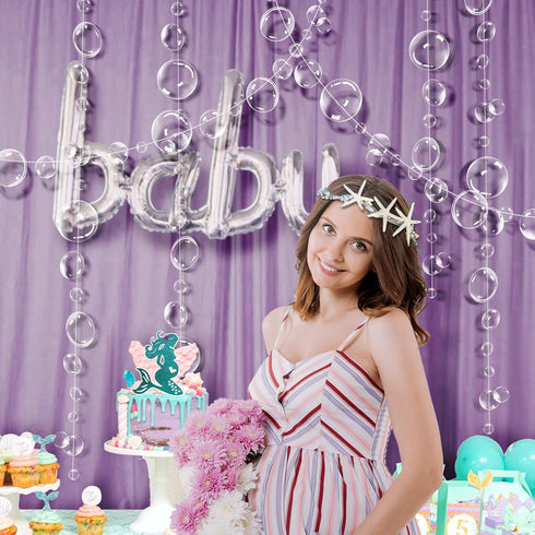 Decor365 Under The Sea Party Decorations, White Bubble Garlands for Little Mermaid Birthday, Beach Banner Supplies