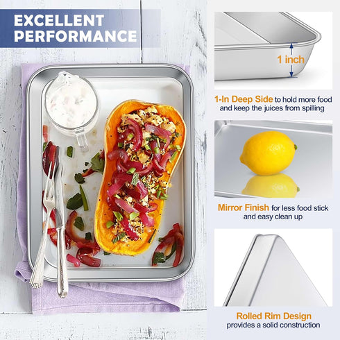 Joyfair 10.4 Inch Toaster Oven Pan with Rack Set, Stainless Steel Cookie Pan, Nonstick Bakeware
