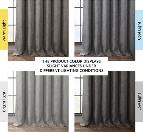 HPD Half Price Drapes Faux Linen Curtains, 1 Panel, 50W x 84L, Textured Room Darkening Blazer Grey