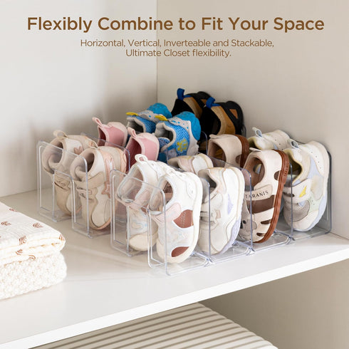 Closet 4 Organizer(3 Pack) HBlife Clear Acrylic Kids Shoe Rack for Organizers and Storage, Small Shoe Rack Sections