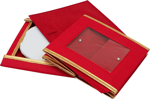 Simplify Holiday Salad Plate Dinnerware Storage Box, 9.45 Inch, Christmas China with 12 Felt Dividers for Tableware