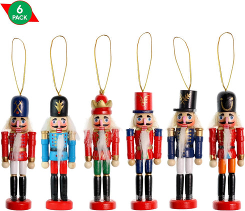 Ornativity Nutcrackers Hanging Ornament Figures, Christmas Mini Wooden King and Soldier Nutcracker