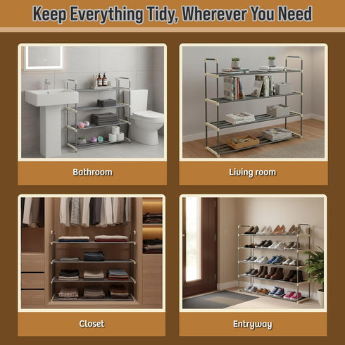 4-Tier Closet, 20 Home-Complete Shoe Rack - Shoe Organizer for Bathroom, Entryway - Shelf Holds Pairs Sneakers, Heels