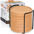 12 Set Cork Coasters with Lip for Drinks, 4 Inch Thick Rustic Saucer with Metal Holder, Heat & Water Resistant
