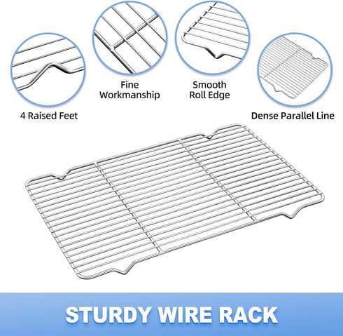 Baking Sheet with Wire Rack Set - 1 Baking Tray + 1 Cooling Rack - Zacfton 16 x 12 x 1 Inch
