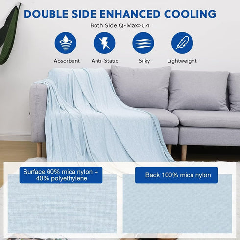 HOMFINE Cooling Blankets for Hot Sleepers - Lightweight Soft Double Side Enhanced Cooling Blanket, 50 x 70 inches,