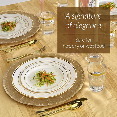 Elegant Disposable Charger Plates for Party, 13” (10 Piece), Perfect for Celebrations & Events, Gold
