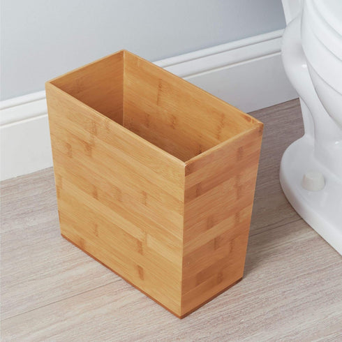 iDesign Rectangular Bamboo Waste Basket - The Formbu Collection, Natural Wood Finish