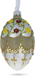 Multicolor Flowers on White Glass Egg Ornament, 4 Inches