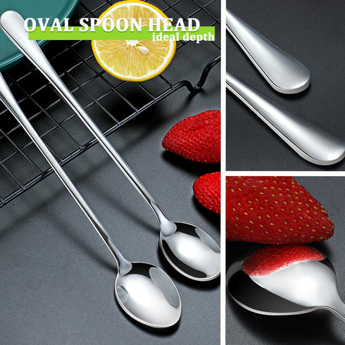 Long Handle Iced Tea Spoon, 9-inch Stainless Steel Cocktail Mixing Stirrers Spoon, Coffee Spoon, Ice Cream Spoon for