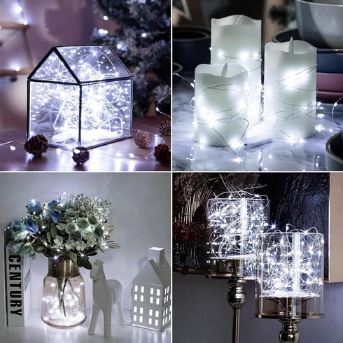 6 Pack 7ft 20LED HXWEIYE White Fairy Lights Battery Operated, Mini Fairy Mason Jar String Light, Waterproof Firefly
