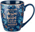 Christian Art Gifts Blue Bible Verse Mug, Floral Faith Ceramic Coffee Mug w/Gold Trim & Psalm 20:4