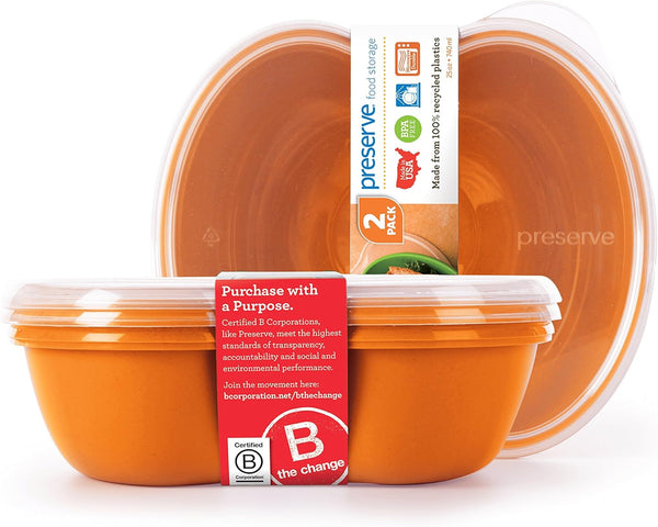 Preserve 46107 FBA_1211838 Square Food Storage Container, Set of 2, 25 Ounce Capacity, Orange