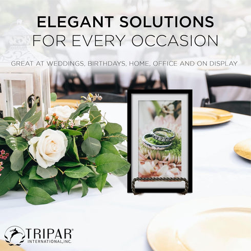 Tripar Decorative Twisted Wire Stand, Black Tabletop Display, 4 Inch Depth, Handcrafted Square Edge Design