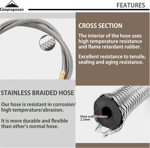 CAMPING MOON Camping Stove Adapter with Extend Hose (21.65"/55cm) for Z10/Z13M/Z16