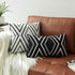 Set of 2 White Pillow Covers, 20 x 20 inches, Boho Aztec Polyester Blend Decorative Throw Pillow Covers
