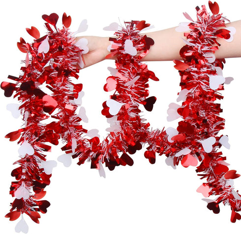 LOMIMOS 32.8 Ft Valentine's Day Tinsel Garland, Shiny Hanging Decor for Wedding Engagement Anniversary Party