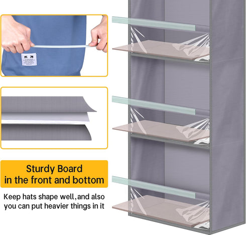 SLEEPING LAMB Narrow Door Hat Organizer, Baseball Cap Rack for Closet/Wall, Holds 40 Hats