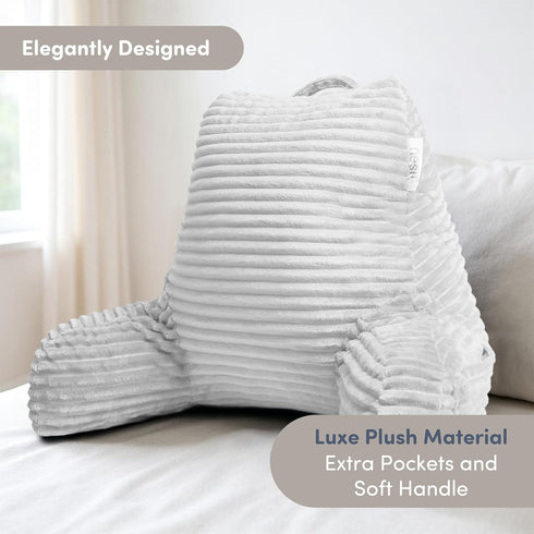 Nestl Reading Pillow with Shredded Memory Foam, Luxe Cut Plush Back Pillow for Sitting Up in Bed, Back and Arms