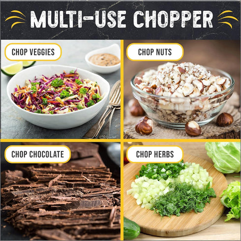 Checkered Chef Salad Chopper Tool with Cover - Mezzaluna Knife Stainless Steel Vegetable Rocker