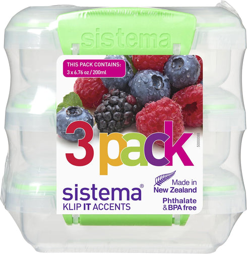 Sistema KLIP IT Accents Collection Food Storage Containers, 6.7 oz./0.2 L, 3 Count, Color May Vary