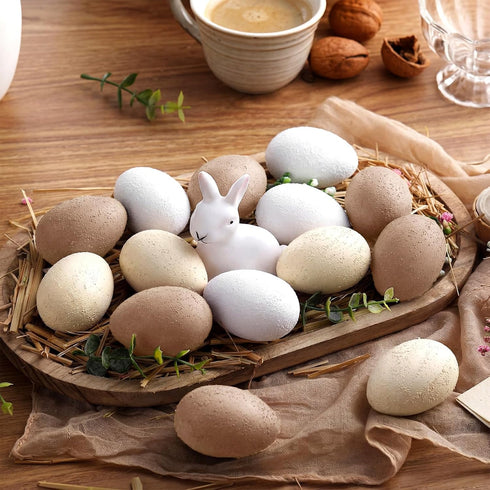 Gejoy 24 Pcs Easter Speckled Eggs Textured Plastic Eggs Neutral Easter Decor Pastel