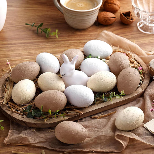 Gejoy 24 Pcs Easter Speckled Eggs Textured Plastic Eggs Neutral Easter Decor Pastel