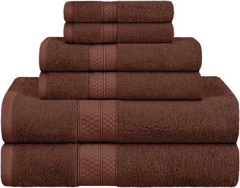 Superior Rayon from Bamboo Cotton Blend 6 Piece Towel Set, for Bathroom,